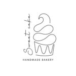 Black and White Line Art Bakery Logo